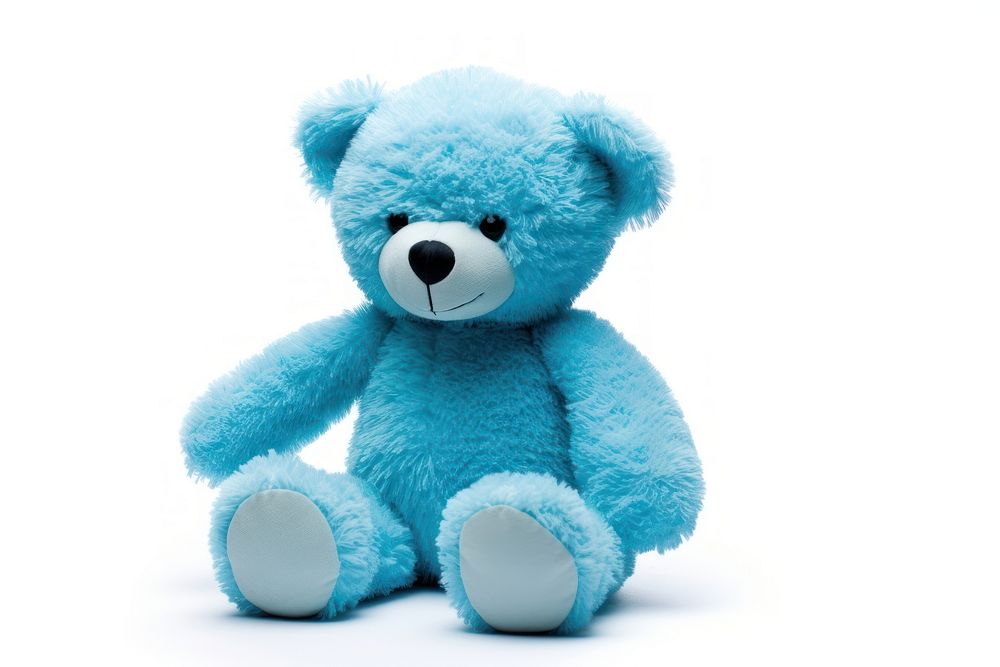 Toy teddy plush blue white background. AI generated Image by rawpixel.