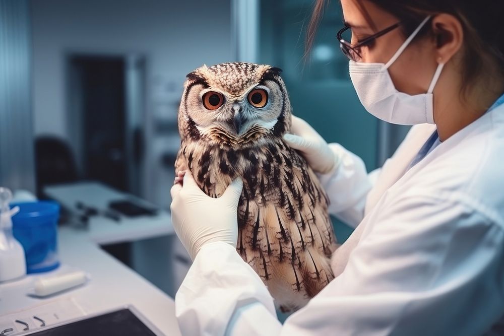 Veterinarian animal adult owl. 