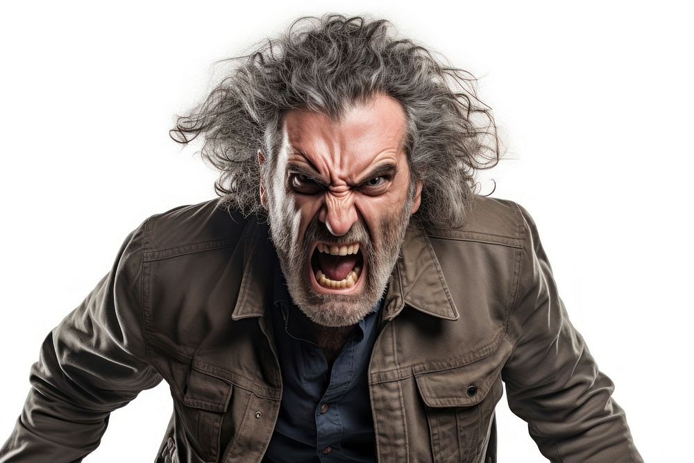 Angry man shouting adult white background. AI generated Image by rawpixel.