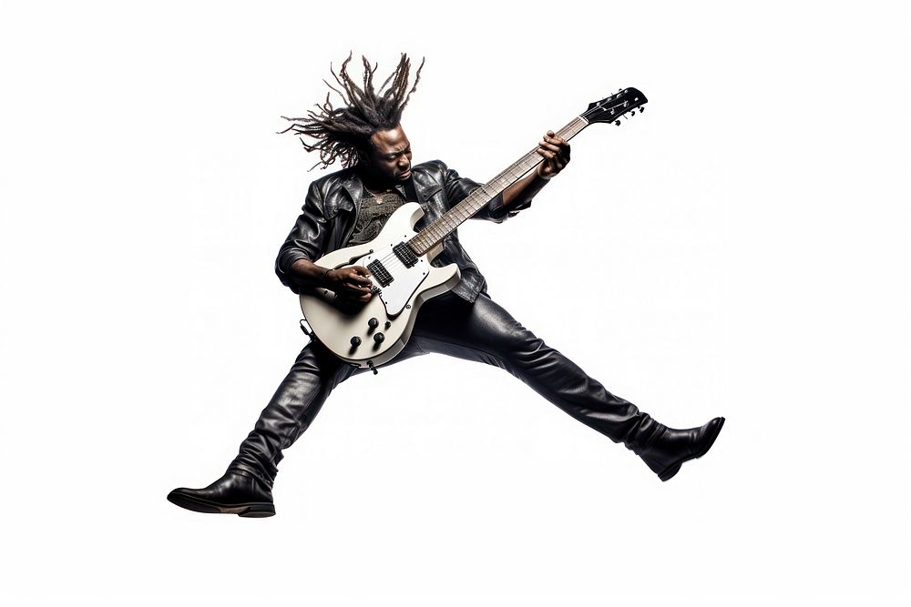 Guitarist plays guitar adult black man. AI generated Image by rawpixel.