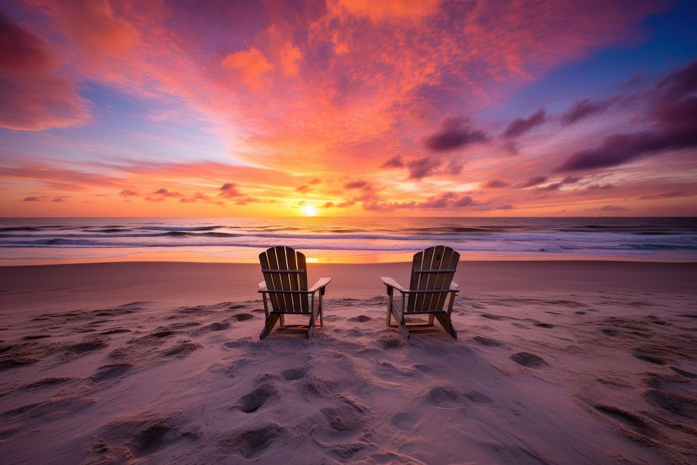 Holiday beach chair sky furniture. AI generated Image by rawpixel.