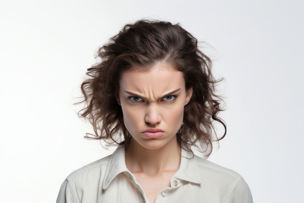 Female angry face portrait worried adult. AI generated Image by rawpixel.