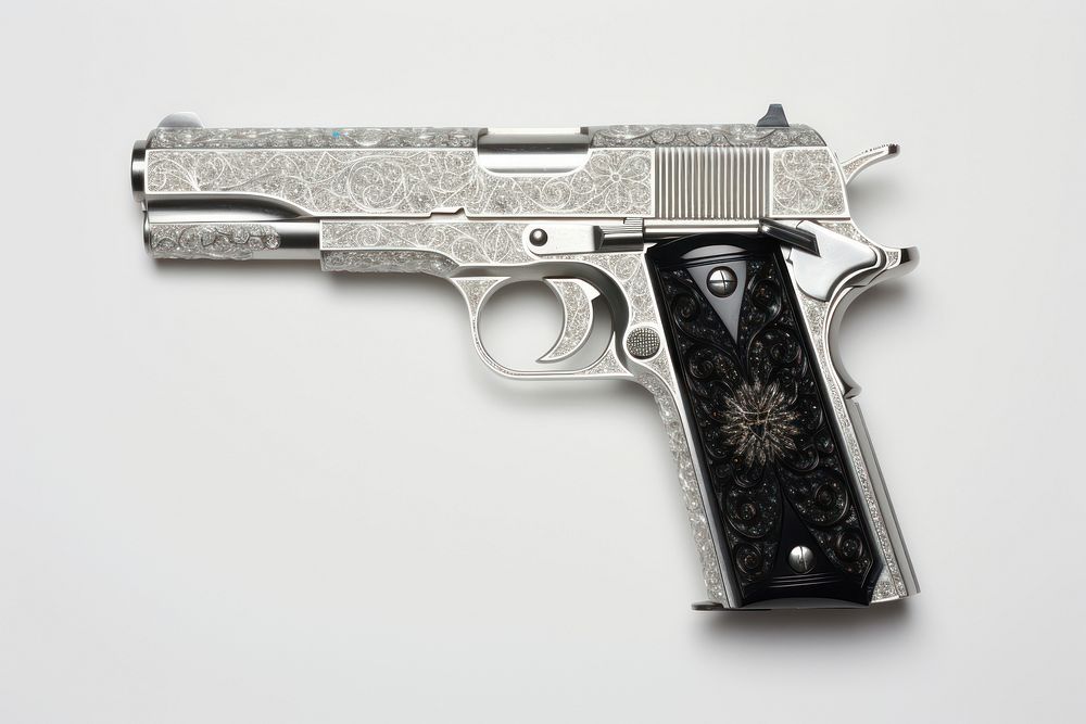 Handgun weapon white background revolver. AI generated Image by rawpixel.