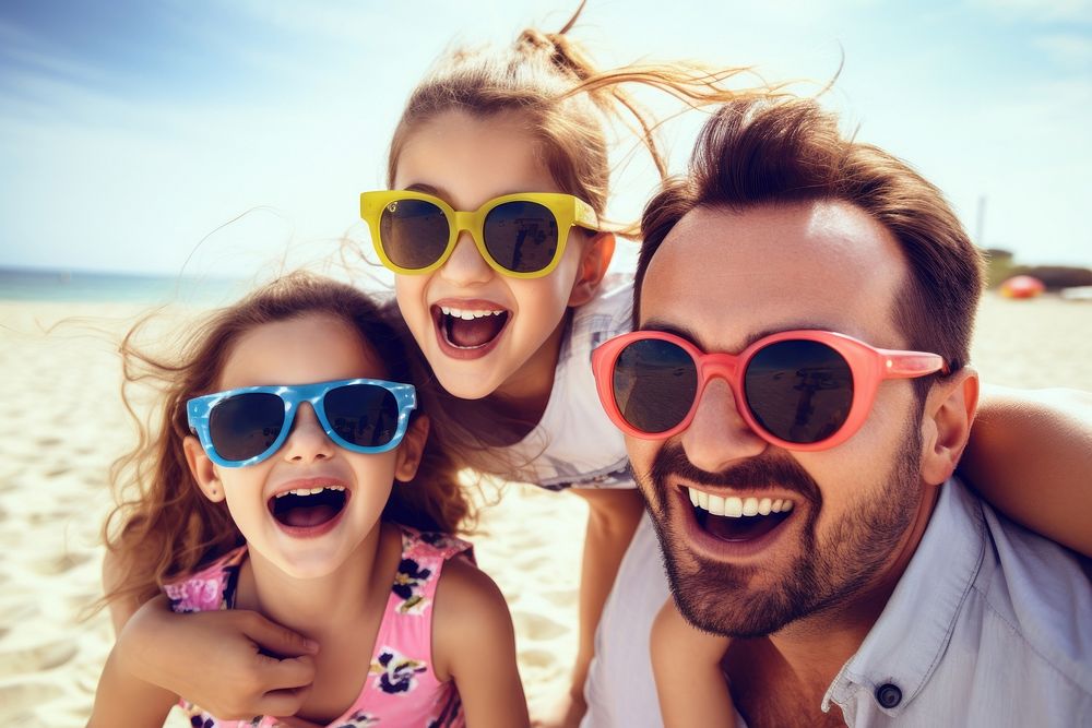 Holidays sunglasses child beach. AI generated Image by rawpixel.