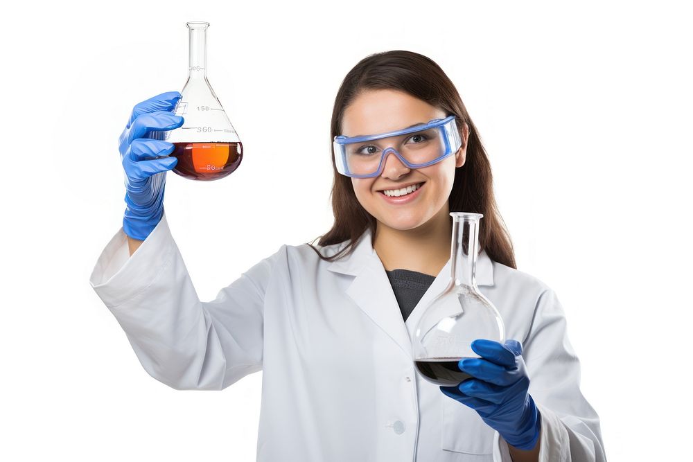 Female scientist smiling adult white background. AI generated Image by rawpixel.