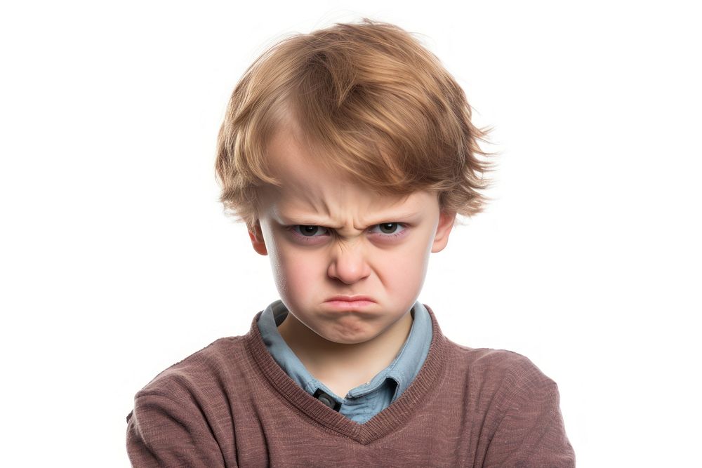 Kid angry face portrait worried photo. AI generated Image by rawpixel.