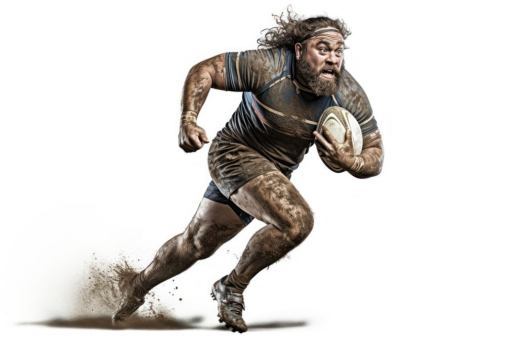 Man playing rugby sports adult white background. AI generated Image by rawpixel.