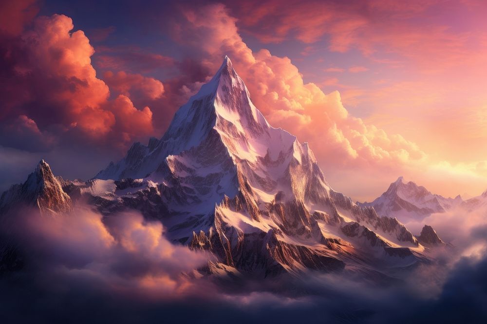 Mountain Magic Hour mountain landscape outdoors. AI generated Image by rawpixel.