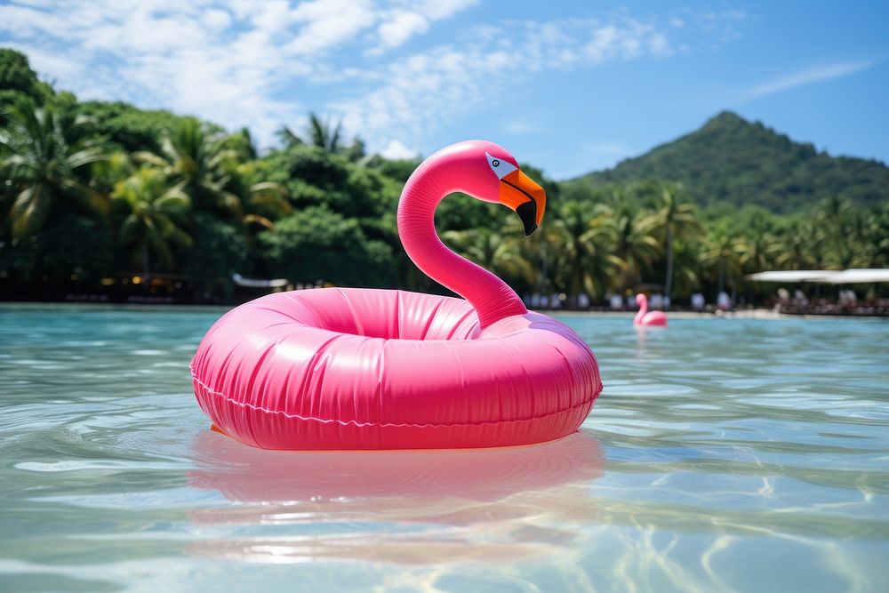 Pink flamingo outdoors holiday nature. AI generated Image by rawpixel.