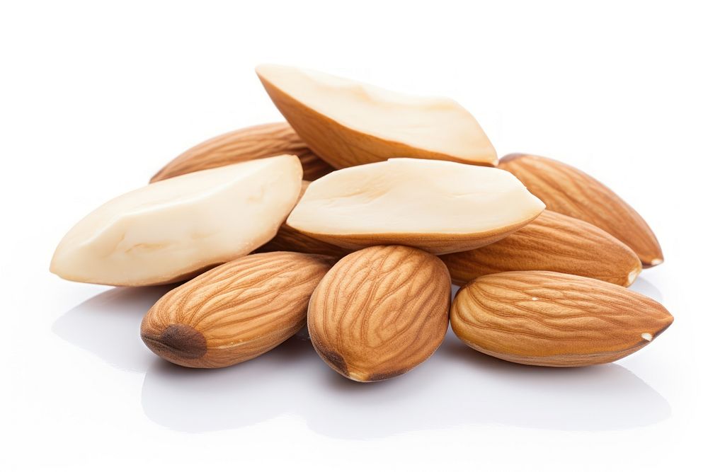 Almonds food white background freshness. AI generated Image by rawpixel.