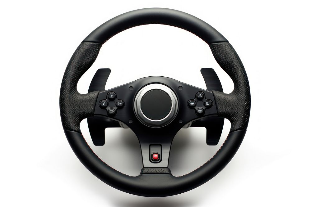 Steering wheel game vehicle white background transportation. AI generated Image by rawpixel.