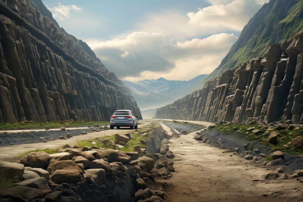 Mountain road car outdoors. AI generated Image by rawpixel.