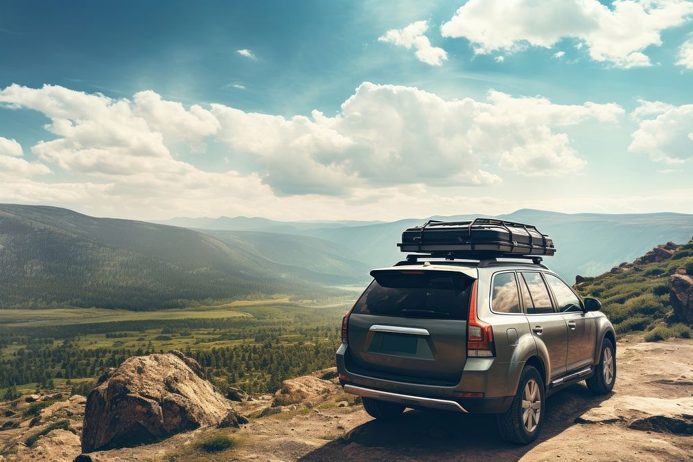 Car mountain outdoors vacation. AI generated Image by rawpixel.