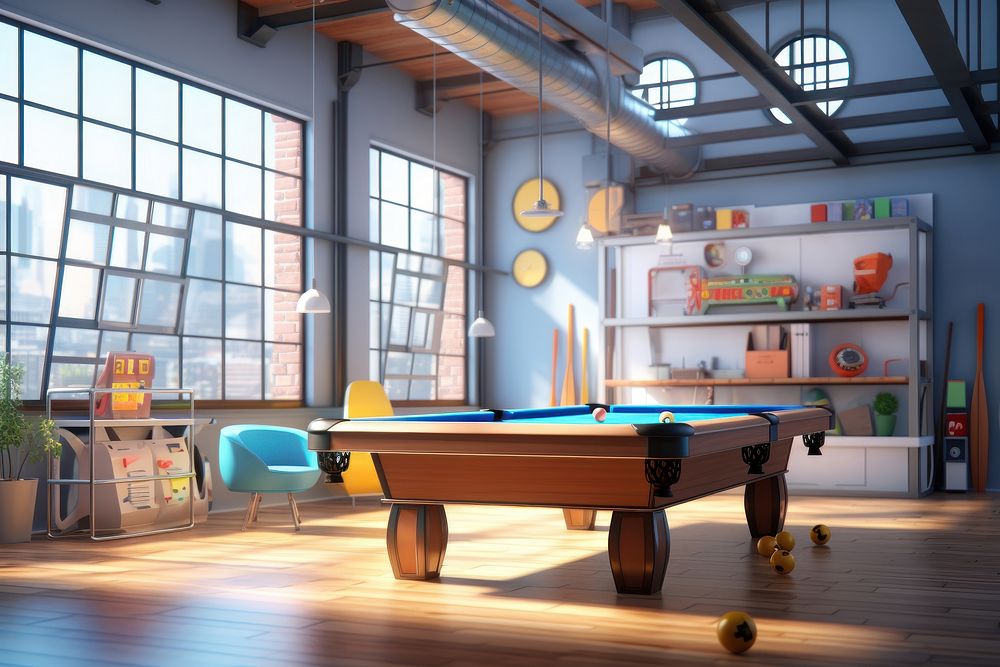 Games center furniture indoors table. AI generated Image by rawpixel.