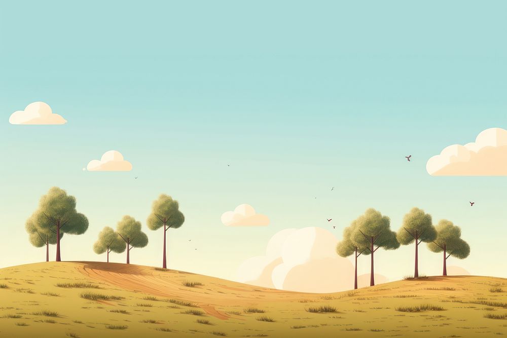 Minimal background tree landscape grassland. 