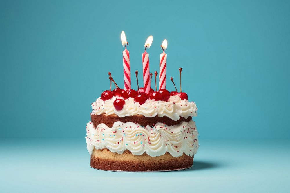 Cake birthday dessert candle. AI generated Image by rawpixel.