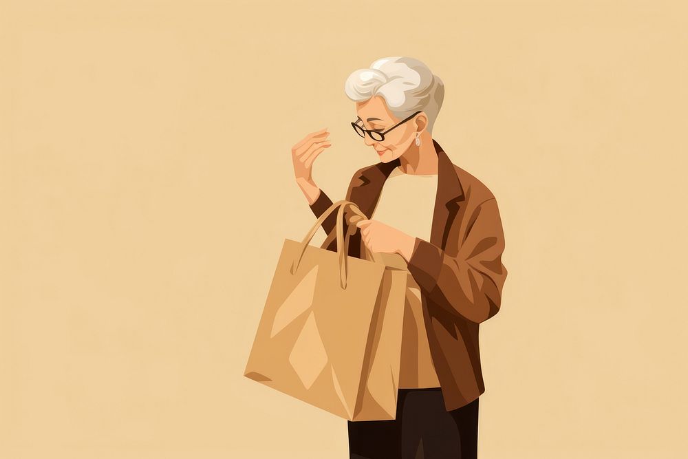 Grandmother bag glasses holding. 