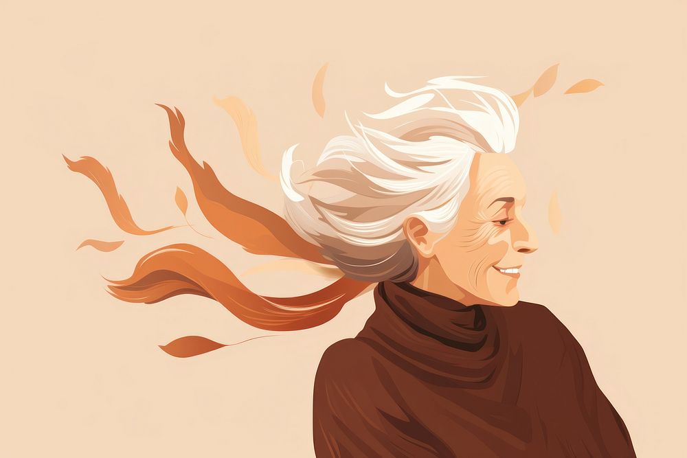 Beautiful hair grandmother portrait drawing sketch. AI generated Image by rawpixel.