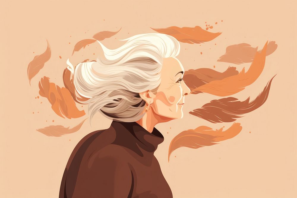 Beautiful hair grandmother drawing sketch adult. AI generated Image by rawpixel.
