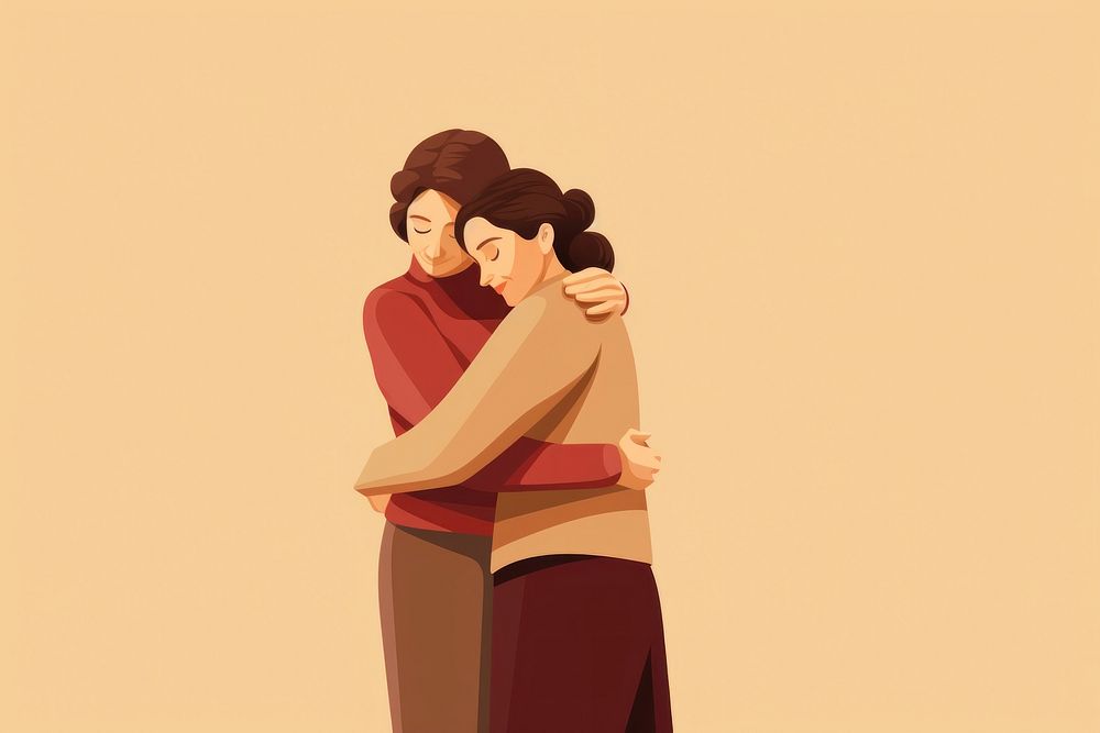 Grandmother hugging cartoon adult. AI generated Image by rawpixel.