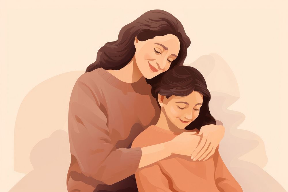 Grandmother portrait hugging adult. AI generated Image by rawpixel.