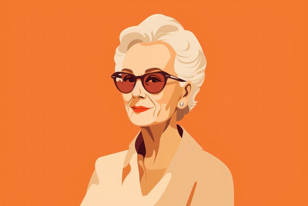 Grandmother portrait sunglasses necklace. AI generated Image by rawpixel.