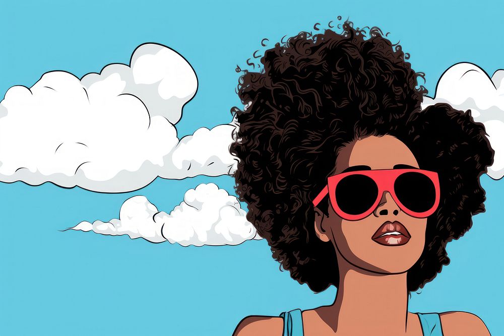 African american sunglasses outdoors cartoon. AI generated Image by rawpixel.