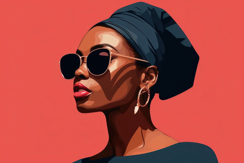 African american woman sunglasses portrait earring. AI generated Image by rawpixel.