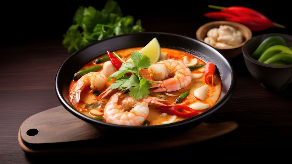 Tom yum kung seafood meal dish. 