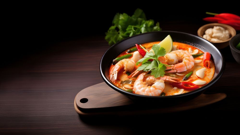 Tom yum kung seafood meal dish. AI generated Image by rawpixel.