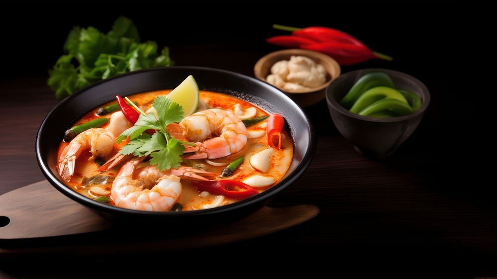 Tom yum kung seafood meal dish. AI generated Image by rawpixel.