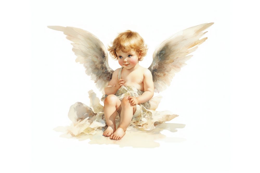 Watercolor cupid baby Angel angel. AI generated Image by rawpixel.