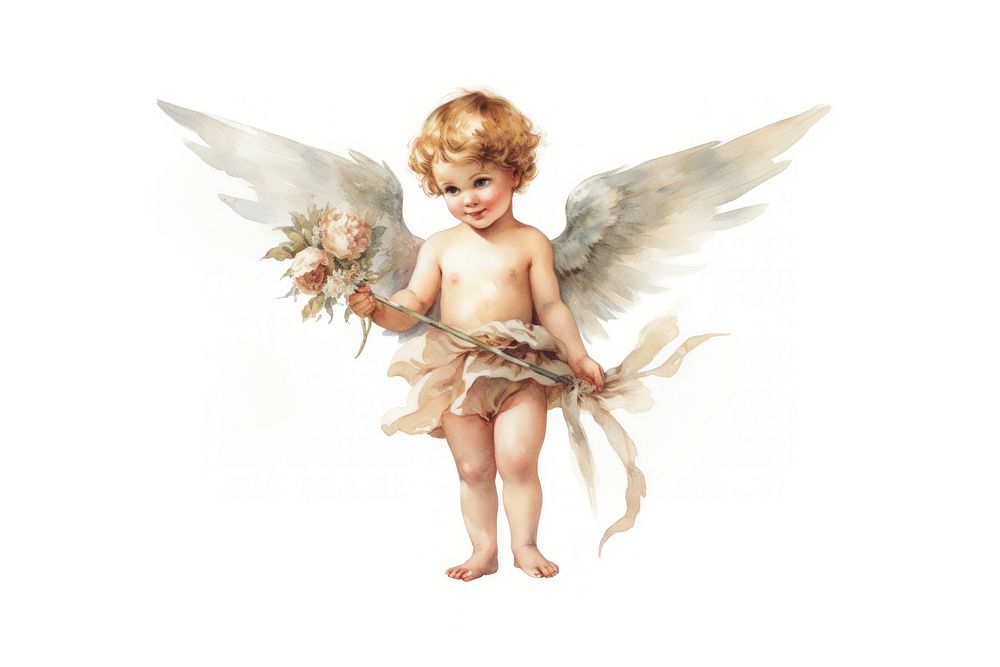 Cupid watercolor Child Angel angel. AI generated Image by rawpixel.
