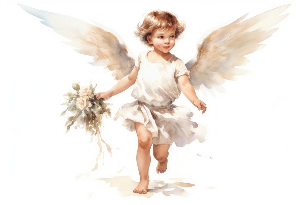 Watercolor cupid Child Angel angel. AI generated Image by rawpixel.