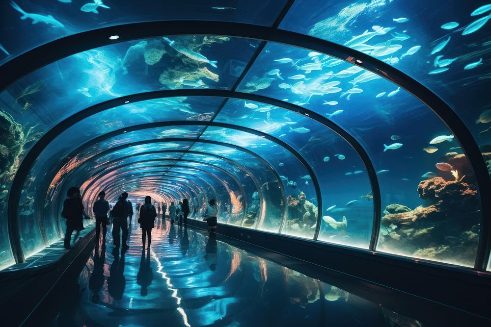 Aquarium walking tour underwater outdoors nature. AI generated Image by rawpixel.