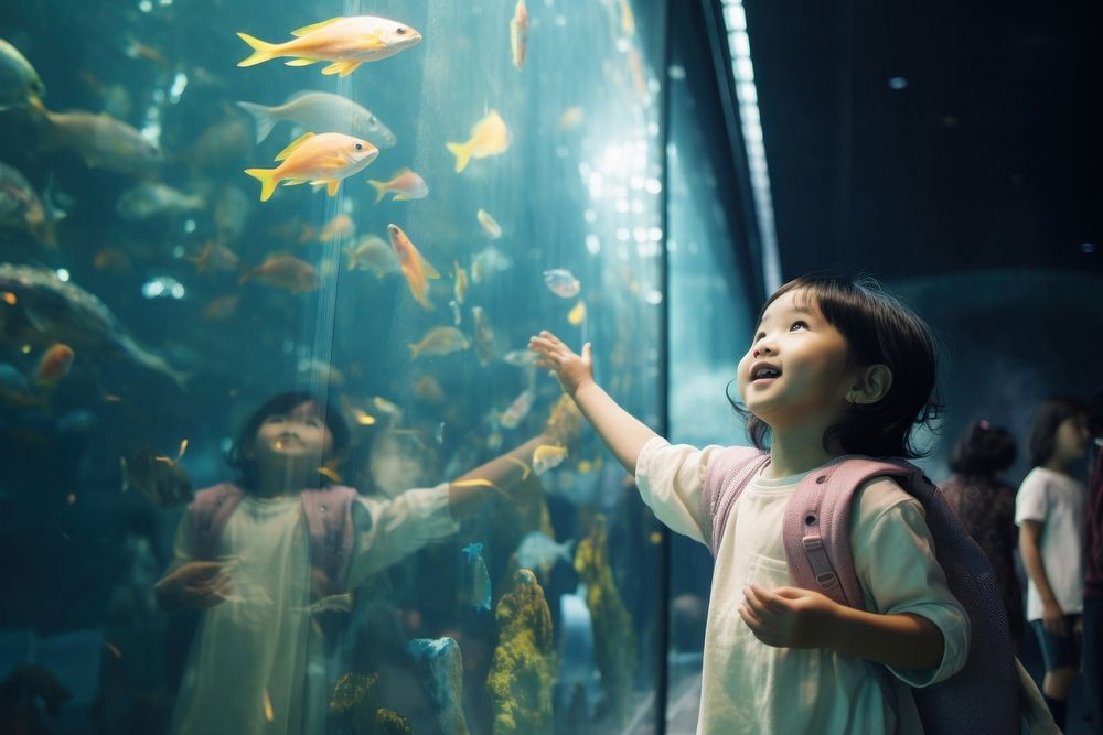 Aquarium child underwater outdoors. AI generated Image by rawpixel.