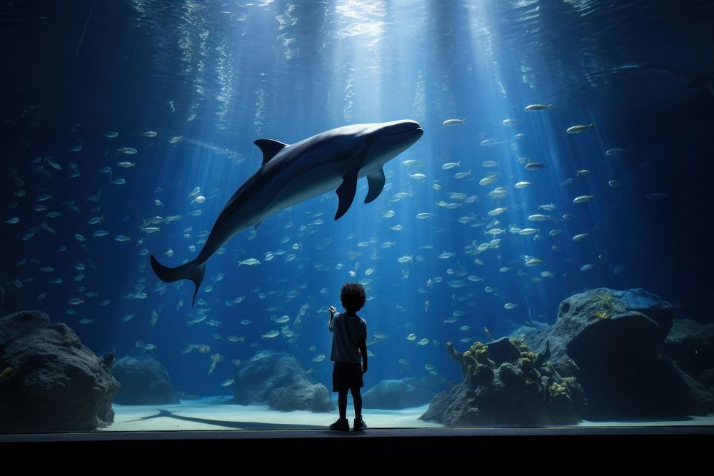 Aquarium animal underwater silhouette. AI generated Image by rawpixel.