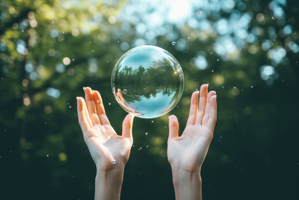 Female hands captured photography sphere bubble. AI generated Image by rawpixel.