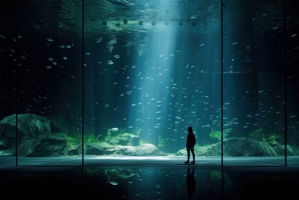 Aquarium underwater silhouette nature. 