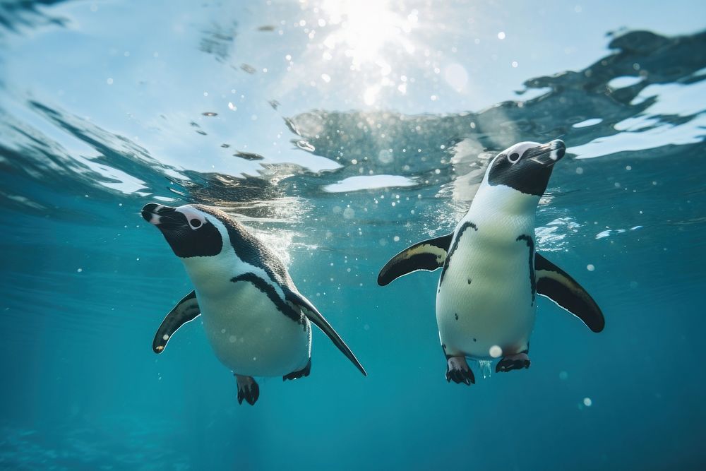 Penguin aquarium swimming animal. 