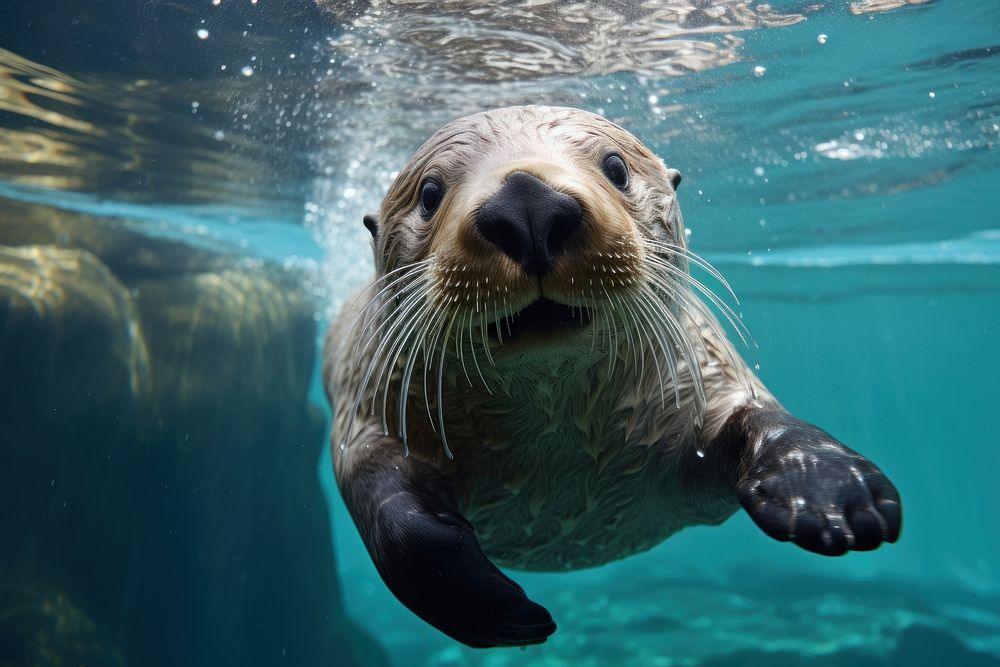 Sea otter wildlife aquarium animal. | Free Photo - rawpixel