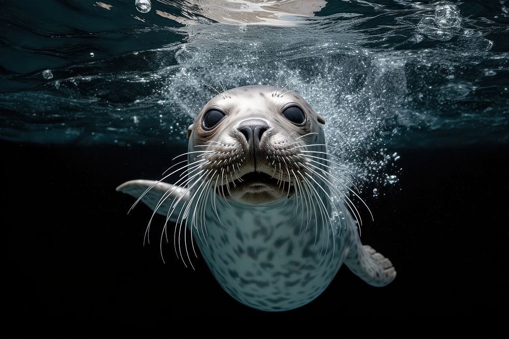 Animal seal underwater mammal. 