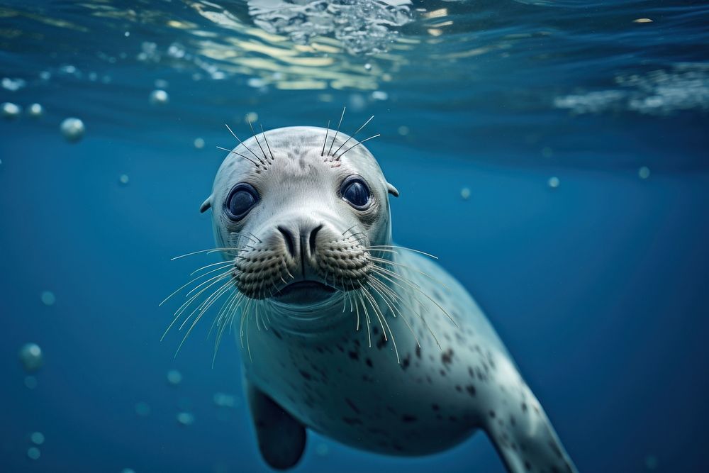 Animal seal underwater aquarium. AI generated Image by rawpixel.