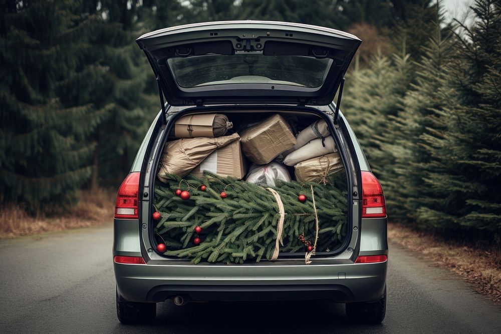 Car christmas vehicle tree. AI generated Image by rawpixel.
