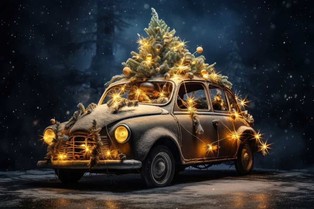 Christmas car vehicle night. AI generated Image by rawpixel.