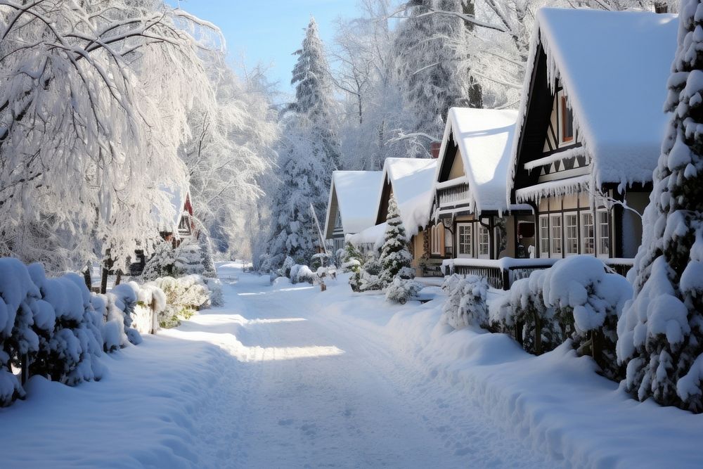 Christmas tree snow architecture landscape. 