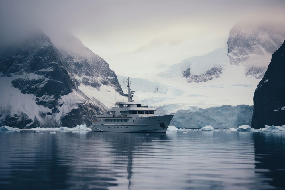 Yacht watercraft mountain outdoors. AI generated Image by rawpixel.