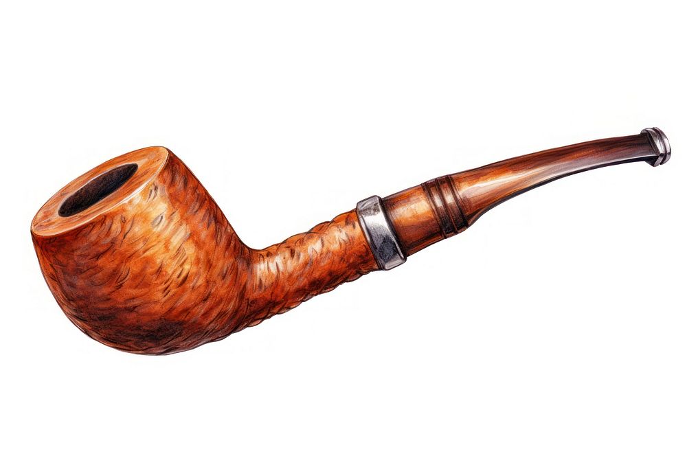 Tobacco pipe white background brown sky. AI generated Image by rawpixel.