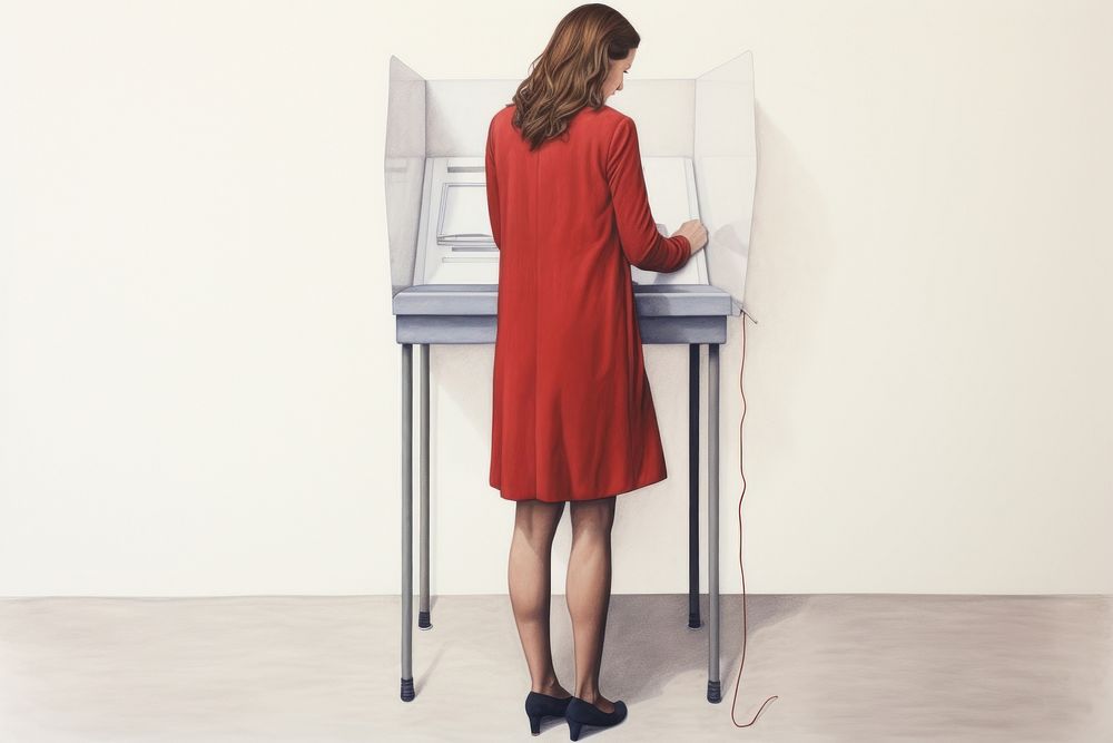 Woman placing ballot standing adult woman. AI generated Image by rawpixel.