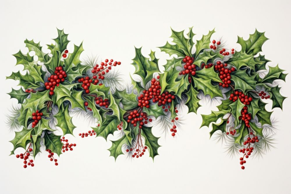 Christmas pattern plant leaf. AI generated Image by rawpixel.